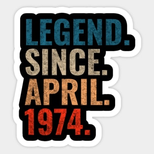 Legend since April 1974 Retro 1974 Sticker